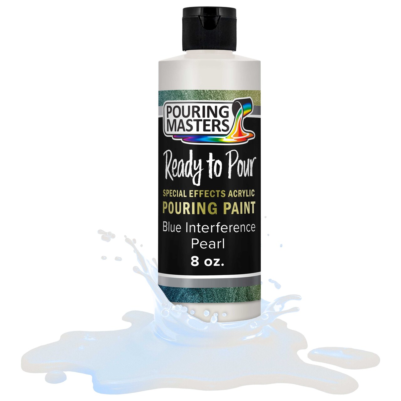 Pouring Masters Blue Interference Pearl Special Effects Acrylic Pouring Paint - Premium 8-Ounce Pre-Mixed Fluid Acrylic Paint - Fluid Art Supplies for Canvas, Wood, Paper, Tile & Rocks